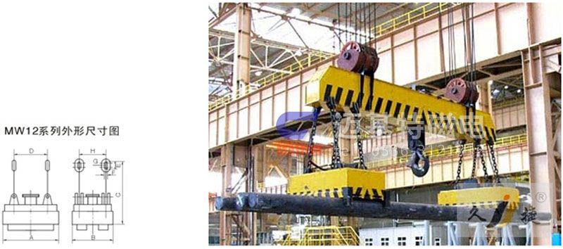 MW12系列、MW15系列吊運(yùn)捆扎螺紋鋼、圓鋼用起重電磁鐵